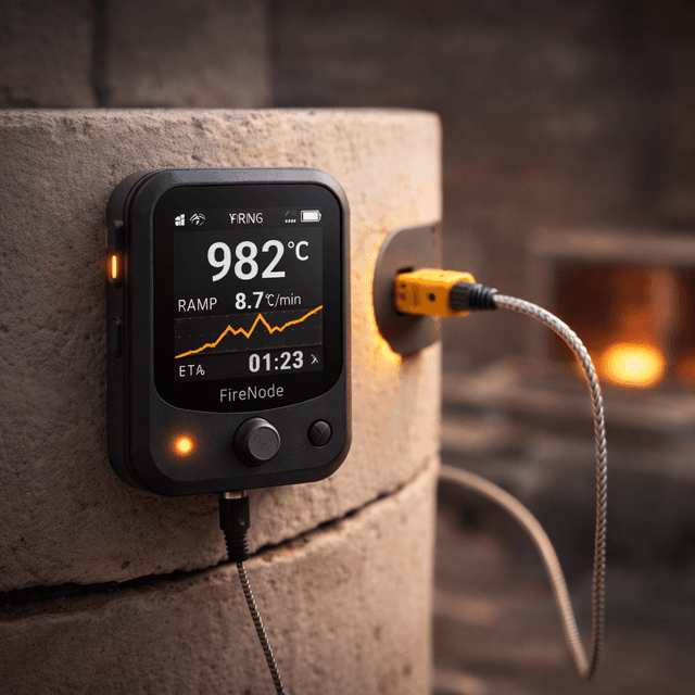 FireNode prototype mounted on kiln