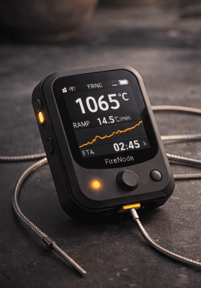 FireNode prototype on studio surface